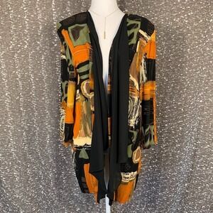 Vintage Anthony Mark Hankins Abstract Long Sleeve Cardigan Boho Art Women's 1X
